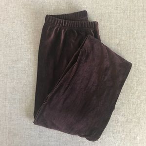 Burgundy Velvet Leggings - Large